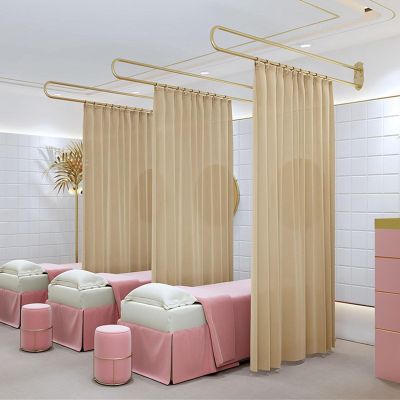 BXKCFYBSQ 2PCS Privacy Partition Curtain, Beauty Bed Health Center Treatment Bed Privacy Curtain Shared Bedroom Partition Translucent Curtain (Color : Brown, Size : 230cm/2PCS)