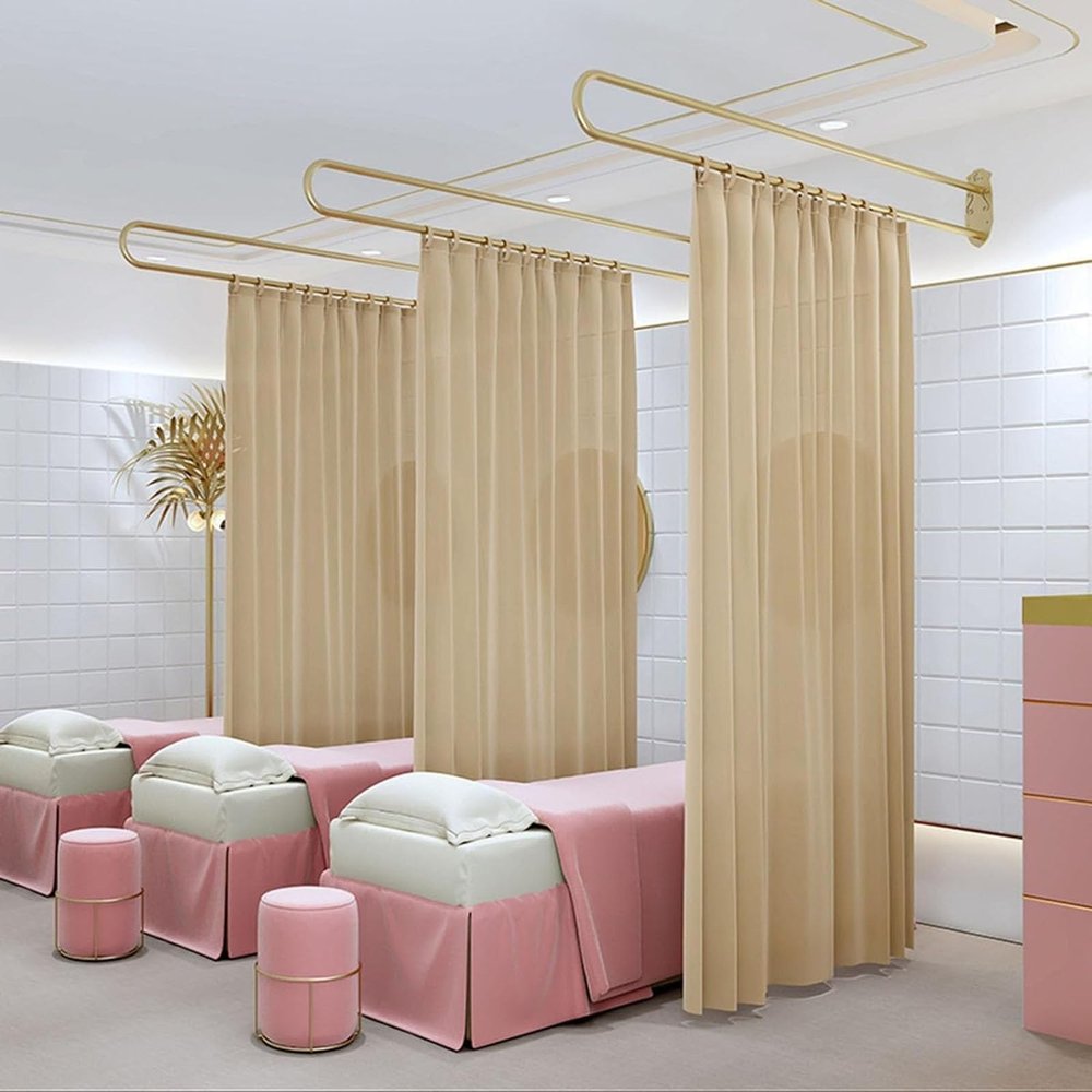 BXKCFYBSQ 2PCS Privacy Partition Curtain, Beauty Bed Health Center Treatment Bed Privacy Curtain Shared Bedroom Partition Translucent Curtain (Color : Brown, Size : 230cm/2PCS)