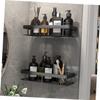 Amosfun 1pc Punch Storage Rack Non-Marking -Mounted Space-Saving Organizer for Bathroom and Kitchen Black Aluminum Storage Holder Ventilation Design Easy Installation view 2