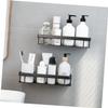 Amosfun 1pc Punch Storage Rack Non-Marking -Mounted Space-Saving Organizer for Bathroom and Kitchen Black Aluminum Storage Holder Ventilation Design Easy Installation view 3