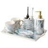 Fashion Ceramic Bathroom Accessories Set, 6 Piece Decorative Vanity Countertop Accessory Set with Lotion Dispenser,Toothbrush Holder,2 Cups, Soap Dish,Tray view 1