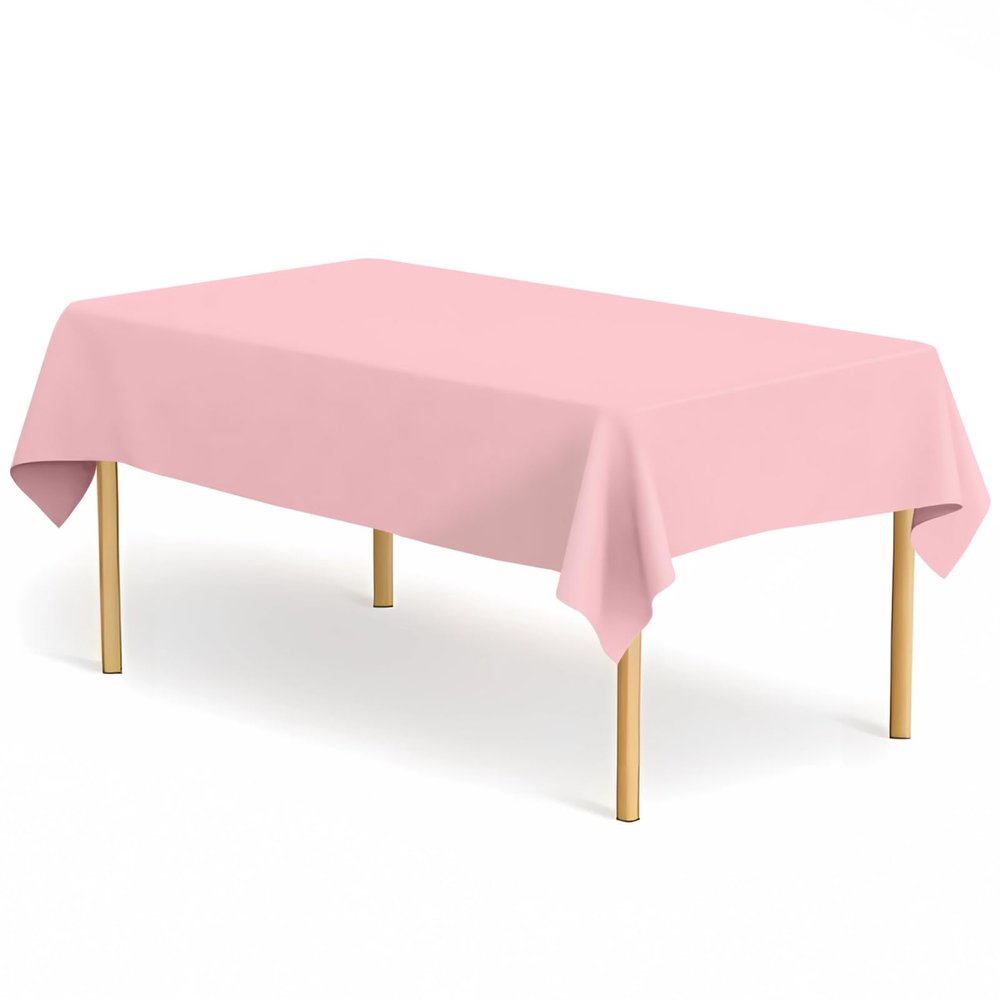 CINSOEN 2 Pack Pink Tablecloth Plastic Rectangle Table Covers PEVA Pink Plastic Table Cloths for Parties Disposable 54 x 108 Inch Tablecloth for Birthday Party School Baby Shower Kitchen Dining