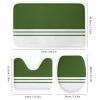 4pcs Shower Curtain Sets, Modern Chic Forest Green White Stripes Bathroom Sets with Shower Curtain, Bath Rug, U Shaped Contour Mat & Toilet Lid Cover view 3