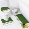 4pcs Shower Curtain Sets, Modern Chic Forest Green White Stripes Bathroom Sets with Shower Curtain, Bath Rug, U Shaped Contour Mat & Toilet Lid Cover view 4