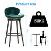 Lsoiup Counter Stools, 360 Free Swivel Barstools with Backrest, Bar Stools with Black Metal Legs for Kitchen Island and Bar, Set of 4, Seat Height 65cm, Green view 3