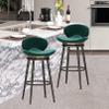 Lsoiup Counter Stools, 360 Free Swivel Barstools with Backrest, Bar Stools with Black Metal Legs for Kitchen Island and Bar, Set of 4, Seat Height 65cm, Green view 4