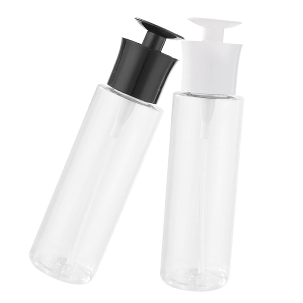 Amosfun 2pcs Refillable Lotion Dispenser with Pump Portable Hand Soap Bottle for Travel Easy-Fill Pump Containers Black and White for Soap Shampoo and Lotion