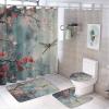 Brebasf Retro Asian Art Dragonfly 4 Pcs Waterproof Shower Curtains Set,Watercolor Ink Japanese Cherry Blossoms Animal Dragonfly Shower Curtains Shower Rugs Mat Toilet Cover-72 W X 72" L view 1