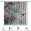 Brebasf Retro Asian Art Dragonfly 4 Pcs Waterproof Shower Curtains Set,Watercolor Ink Japanese Cherry Blossoms Animal Dragonfly Shower Curtains Shower Rugs Mat Toilet Cover-72 W X 72" L view 2