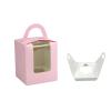 20 Pcs Cupcakes Containers Gift Boxes with Window Inserts Handle for Wedding Candy BoxesCupcake Boxes Individual Cupcake Holders Disposable White Single Cupcake Boxes with Window(Pink) view 1