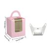 20 Pcs Cupcakes Containers Gift Boxes with Window Inserts Handle for Wedding Candy BoxesCupcake Boxes Individual Cupcake Holders Disposable White Single Cupcake Boxes with Window(Pink) view 3