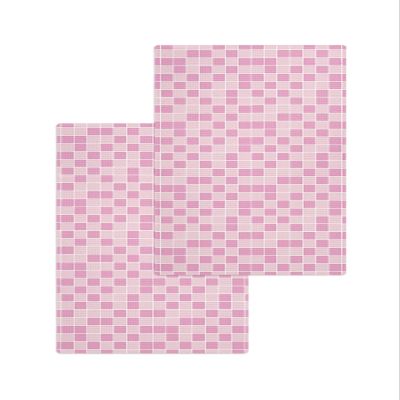 Kontanderi Ombre Pink Plaid Dish Towels Waffle Kitchen Towels Set, Absorbent Quick Drying Towel Cleaning Modern Minimalism Art Lattice Hand Towels for Bathroom 2 Pack Dish Cloths 15.7"x23.6"
