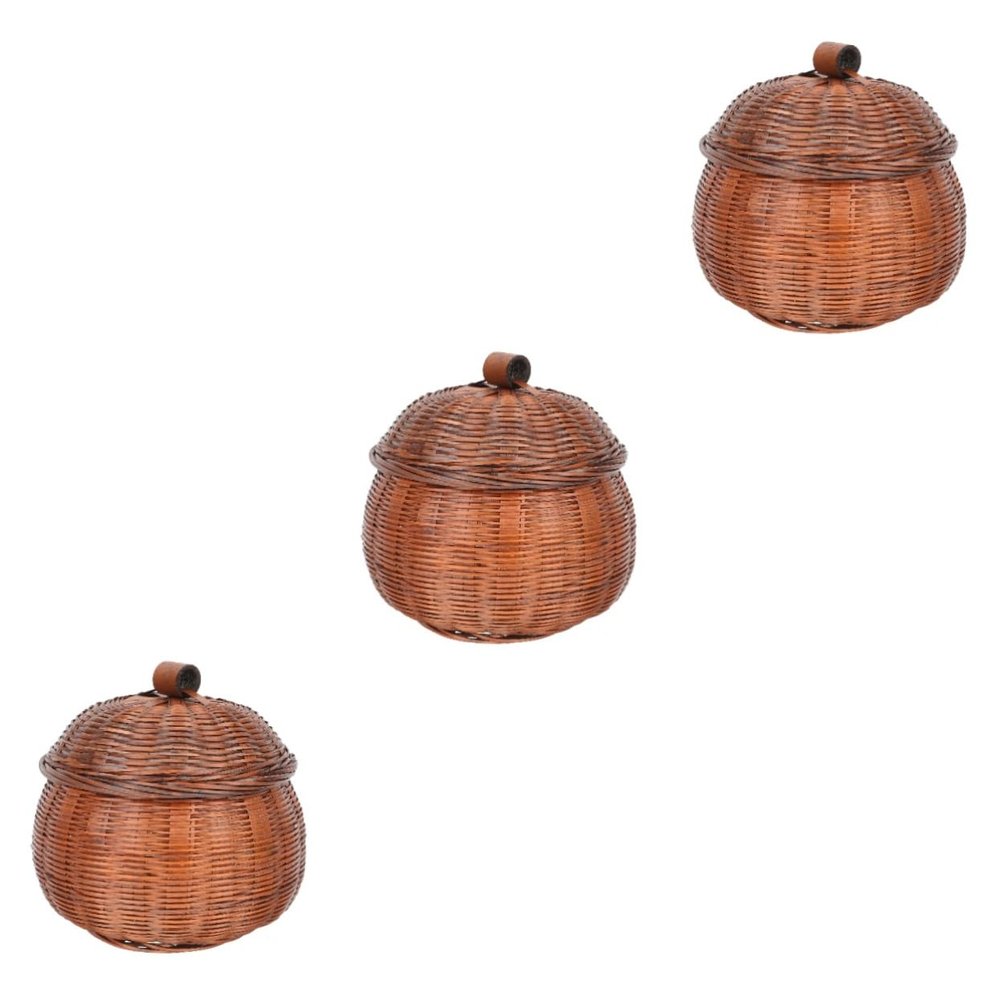 MAGICLULU 3pcs Household Holder Lid Multi-functional Storage Basket for Fruits and Eggs Vintage Pumpkin Design Lightweight and Easy to Clean for Daily Use