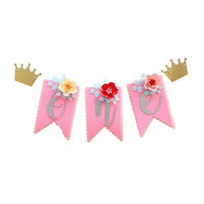 Vaguelly Girls 1st Birthday Party Highchair Banner Latte Art Bunting Decoration