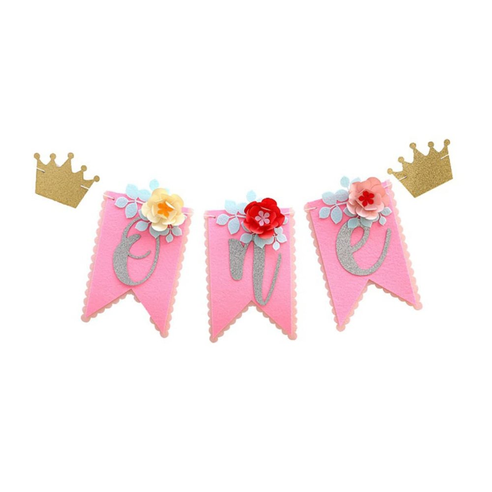 Vaguelly Girls 1st Birthday Party Highchair Banner Latte Art Bunting Decoration