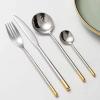 Cutlery Silverware Set for 14 GULSARAYI Half gold-plated Flatware Set Forks And Spoons 18/8 Stainless Steel Utensils Set Dishwasher Safe Mirror Effect view 1