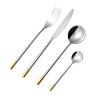Cutlery Silverware Set for 14 GULSARAYI Half gold-plated Flatware Set Forks And Spoons 18/8 Stainless Steel Utensils Set Dishwasher Safe Mirror Effect view 2