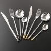Cutlery Silverware Set for 14 GULSARAYI Half gold-plated Flatware Set Forks And Spoons 18/8 Stainless Steel Utensils Set Dishwasher Safe Mirror Effect view 3