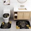 jieprom 4 Piece Black and Gold Shower Curtain Set with Rugs, Majestic Lion and Rose Floral, Luxury Waterproof Fabric Bathroom Accessories with Non-Slip Bath Mat & Toilet Lid Cover, 72" x 72" view 3