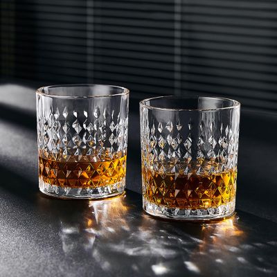 RIS LAN 11.15oz crystal whiskey glasses, premium whiskey glasses set,old fashioned glasses for drinking bourbon rum cognac scotch tequila ideal gift for men (glass set of 6)