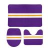3 Pieces Bath Rug Set, Stylish Purple White Yellow Horizontal Stripes Bathroom Mat Set Non Slip & Absorbent Bath Carpet, U Shaped Contour Rug & Toilet Lid Cover view 1