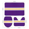 3 Pieces Bath Rug Set, Stylish Purple White Yellow Horizontal Stripes Bathroom Mat Set Non Slip & Absorbent Bath Carpet, U Shaped Contour Rug & Toilet Lid Cover view 2