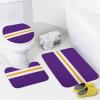 3 Pieces Bath Rug Set, Stylish Purple White Yellow Horizontal Stripes Bathroom Mat Set Non Slip & Absorbent Bath Carpet, U Shaped Contour Rug & Toilet Lid Cover view 3