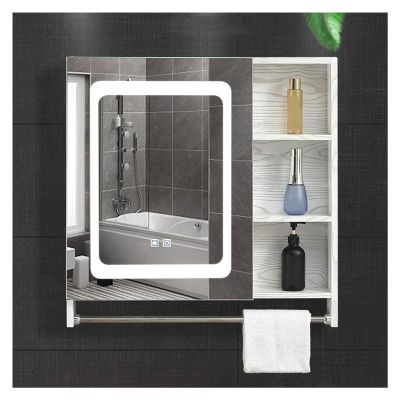 Medicine Cabinets LED Illuminated Bathroom Mirror Cabinet with Shelves, Wall-Mounted Storage Vanity Mirror Cabinet, Mirror Defogging, Large Storage Organizer Space for Bathroom, Kitchen, Bedroom ( Siz