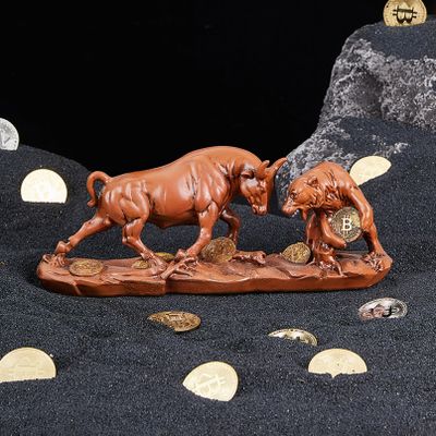 AETVRNI Wall Street Charging Bull and Bear Statue - Resin Sculpture Ideal for Financial Investment Managers and Stock Market Gifts,Rot,11in