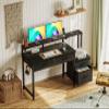 AODK Computer Desk with 4 Drawers, 48 Inch Office Desk with Printer Shelf & Built-in Power Outlet, Work Desk with Monitor Shelf for Home Small Spaces, Black view 2