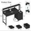 AODK Computer Desk with 4 Drawers, 48 Inch Office Desk with Printer Shelf & Built-in Power Outlet, Work Desk with Monitor Shelf for Home Small Spaces, Black view 3