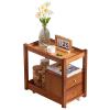 KAMPCO Side Table End Table, Solid Wood Night Stand with 2 Drawers and Wheels, Bedside Table for Small Spaces Bedroom, Living Room, Coffee, 52 x 30.5 x 52.5 cm, Brown view 1
