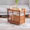 KAMPCO Side Table End Table, Solid Wood Night Stand with 2 Drawers and Wheels, Bedside Table for Small Spaces Bedroom, Living Room, Coffee, 52 x 30.5 x 52.5 cm, Brown view 3