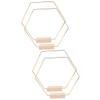 Zerodeko 4sets Hexagonal Metal with Wooden Bases of Decor for Wedding Centerpieces Party Decorations Elegant Table Ornaments Metal Hoop Crafts for Home Decor view 1