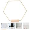 Zerodeko 4sets Hexagonal Metal with Wooden Bases of Decor for Wedding Centerpieces Party Decorations Elegant Table Ornaments Metal Hoop Crafts for Home Decor view 3