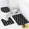 4pcs Shower Curtain Sets, Black White Gold Heart Pattern Bathroom Sets with Shower Curtain, Bath Rug, U Shaped Contour Mat & Toilet Lid Cover view 4