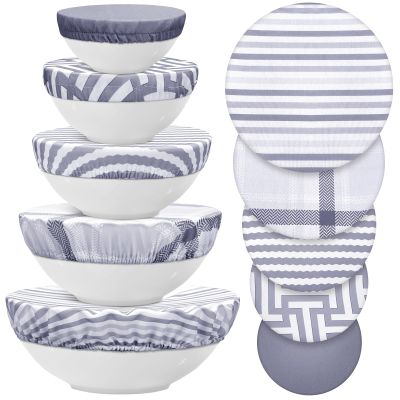 10 Pack Cloth Bowl Covers for Bread Rising - 5 Size Stretch Elastic Food Storage Container Lids - Reusable Cotton Fabric Covers for Food, Fruits, Leftovers (Fresh)