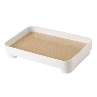 Amosfun Decorative Wood Tray for Bathroom Vanity Counter Holder Multi-Functional Storage Decor