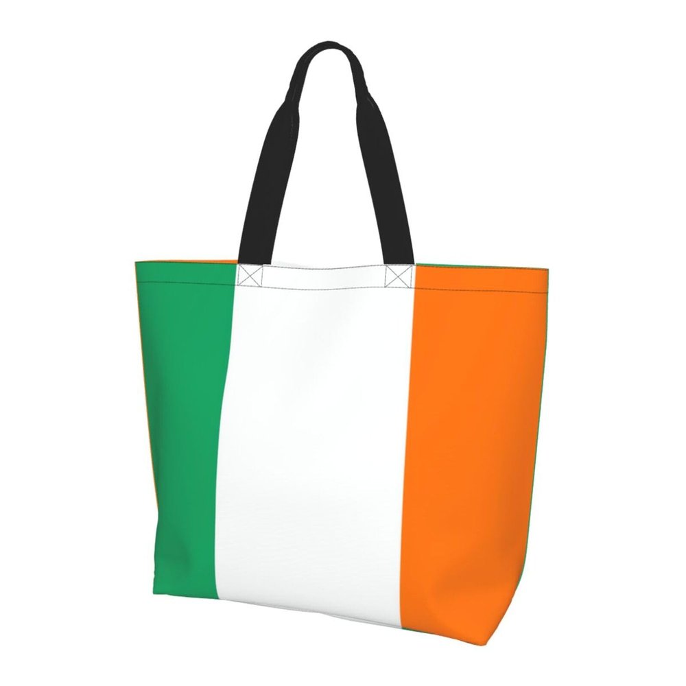 GTEVUTS Ireland Flag Grocery Bag Large Handbag Reusable Shoulder Totes Bags-Fashion Cute Beach Bag Shopping Bag for Women Men Travel Outdoor Gym Work
