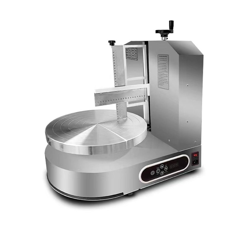 Cake Machine, 36cm 4-12Inches Baking Birthday Cake Tools Automatic Birthday Cake Smoothing Coating Machine Cakes Plastering Cream Coating Filling Machine ( Color : Semi-automatic silver , Size : 220V