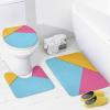 4pcs Shower Curtain Sets, Elegant Yellow Blue & Pink Bathroom Sets with Shower Curtain, Bath Rug, U Shaped Contour Mat & Toilet Lid Cover view 4