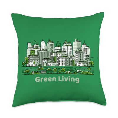 Urban Oasis Celebrating Green Living in Sustainable City Throw Pillow
