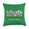 Urban Oasis Celebrating Green Living in Sustainable City Throw Pillow view 1
