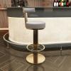 XINDAR Bar Chair, Gold Glam Round Swivel Bar Stool with Adjustable Height and Pedestal Base (Light Gray, 1 Piece) view 1