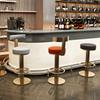 XINDAR Bar Chair, Gold Glam Round Swivel Bar Stool with Adjustable Height and Pedestal Base (Light Gray, 1 Piece) view 2