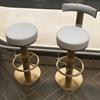 XINDAR Bar Chair, Gold Glam Round Swivel Bar Stool with Adjustable Height and Pedestal Base (Light Gray, 1 Piece) view 3