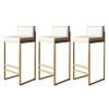 Lsoiup Counter Height Bar Stools Set of 3, Upholstered Barstools with Back, Armless Bar Chairs for Kitchen Island, PU Leather Seat, Black/Gold Metal Legs, Height 65cm, White view 1
