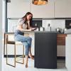 Lsoiup Counter Height Bar Stools Set of 3, Upholstered Barstools with Back, Armless Bar Chairs for Kitchen Island, PU Leather Seat, Black/Gold Metal Legs, Height 65cm, White view 2
