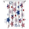 ALAGEO 4th of July Patriotic Shower Curtains for Bathroom Decor Independence Day Fireworks USA Flag Star Red White and Blue Bath Curtains Sets with Hooks Waterproof Extra Long 72"x78" view 1