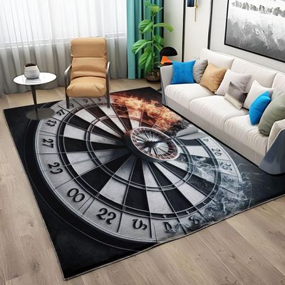 Living Room Rugs 3 x 5 ft, Area Rugs for Bedroom Light Luxury Style, Dart Target Short Pile Carpet, Black Rug with Anti-Slip Backing for Easy Clean